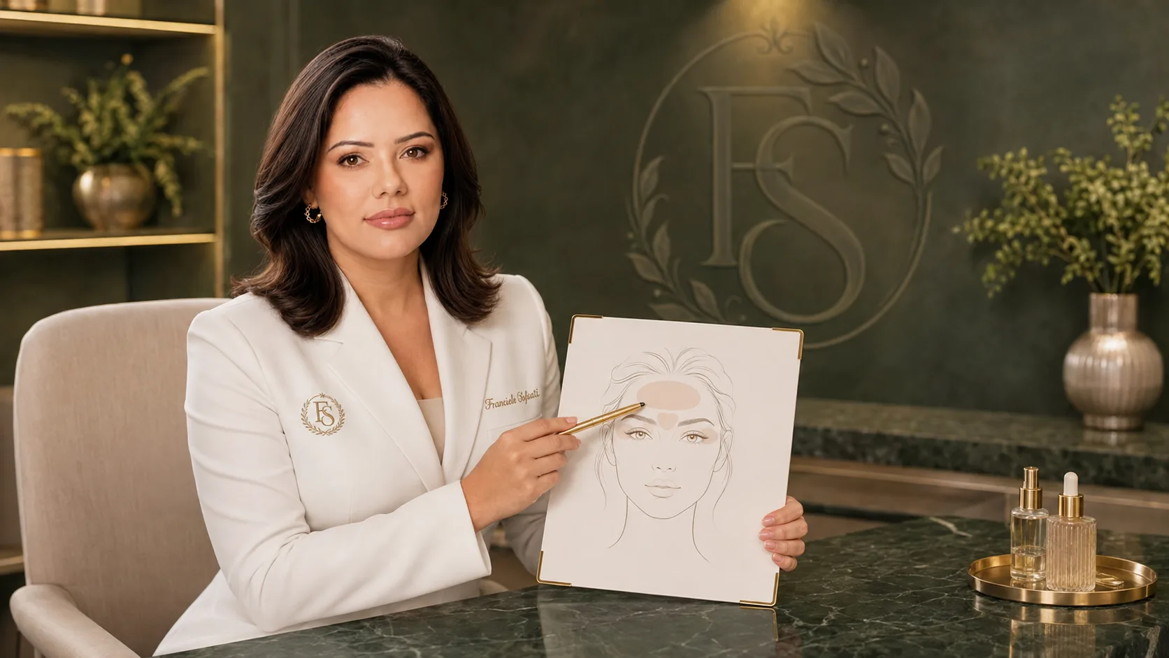 Composição editorial para Botox em Londrina, com atmosfera botânica, naturalidade e consulta estética.
