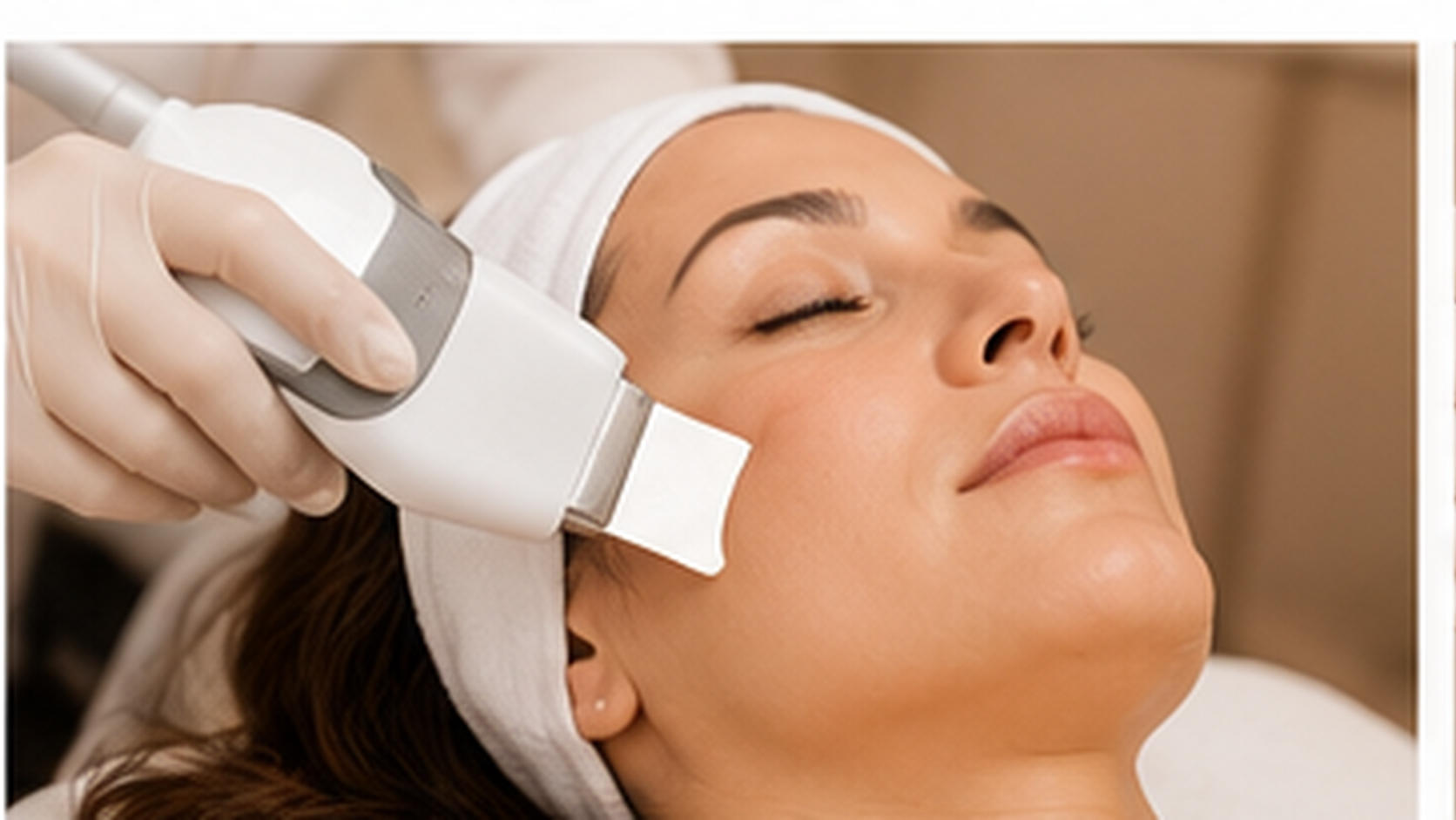 Atendimento estético com peeling ultrassônico.